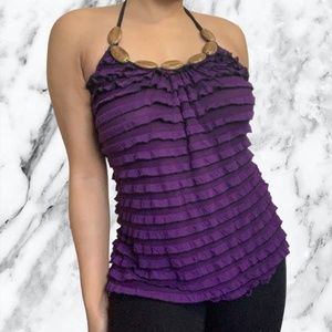 3 for $15 New Channel Purple Ruffled Halter Top